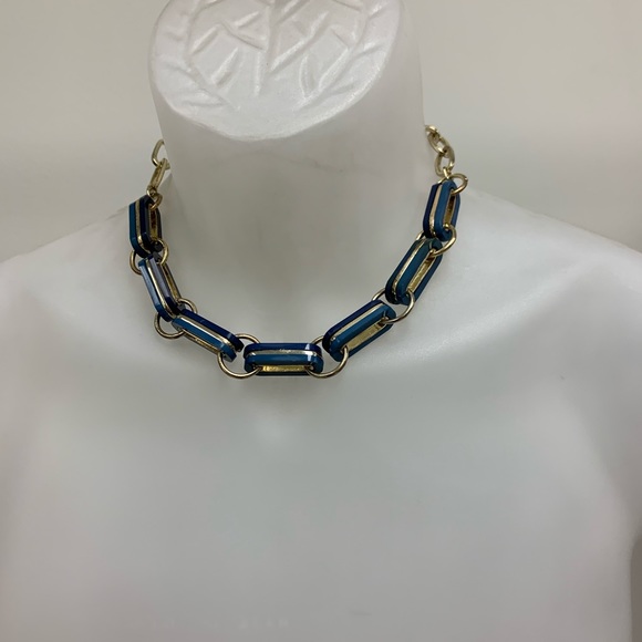 Blue and Gold Chain Necklace - Picture 1 of 4